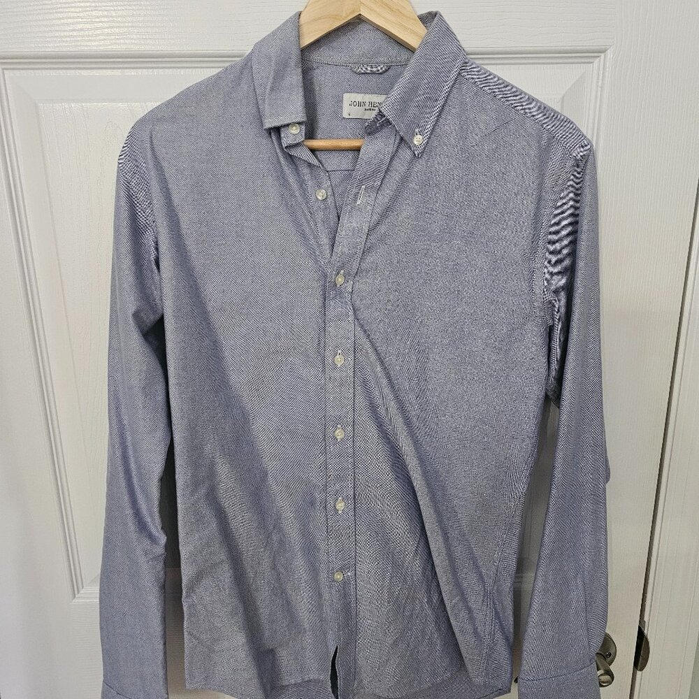 JOHN HENRIC Oxford Shirt 15 - 38 Blue Button Down Office Work